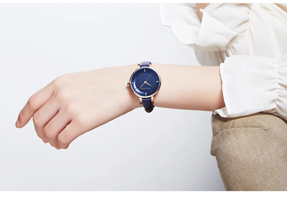 Mini Focus MF0255L Luxury Leather Straps Women’s Watch | Big Face Design Luxury Ladies Dress Wristwatch