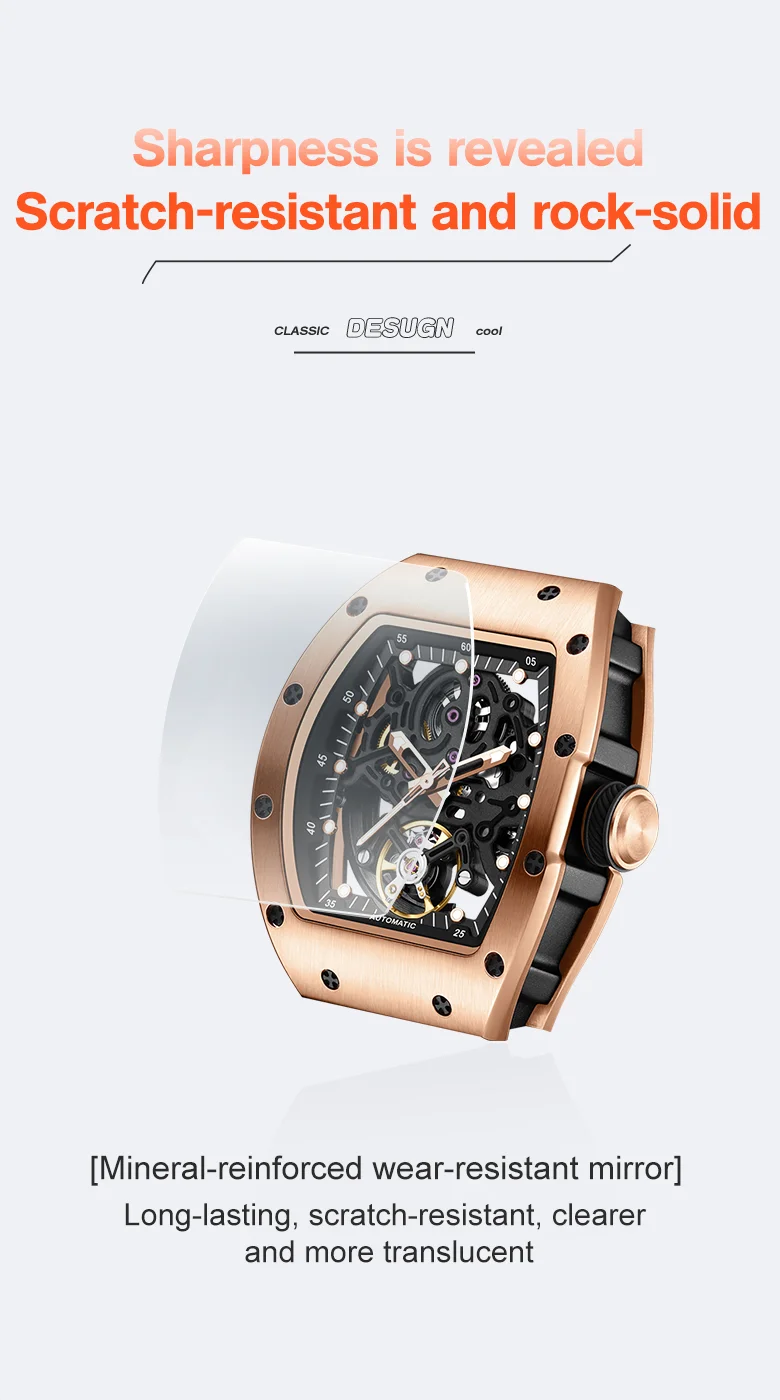 CHANCE 919012 Men’s Luxury Mechanical Watch – Carbon Fiber Case, Skeleton Dial, Waterproof Design