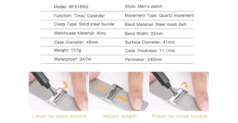MINI FOCUS MF0185G Men’s Luxury Quartz Watch | Waterproof Factory Price Stainless Steel Strap
