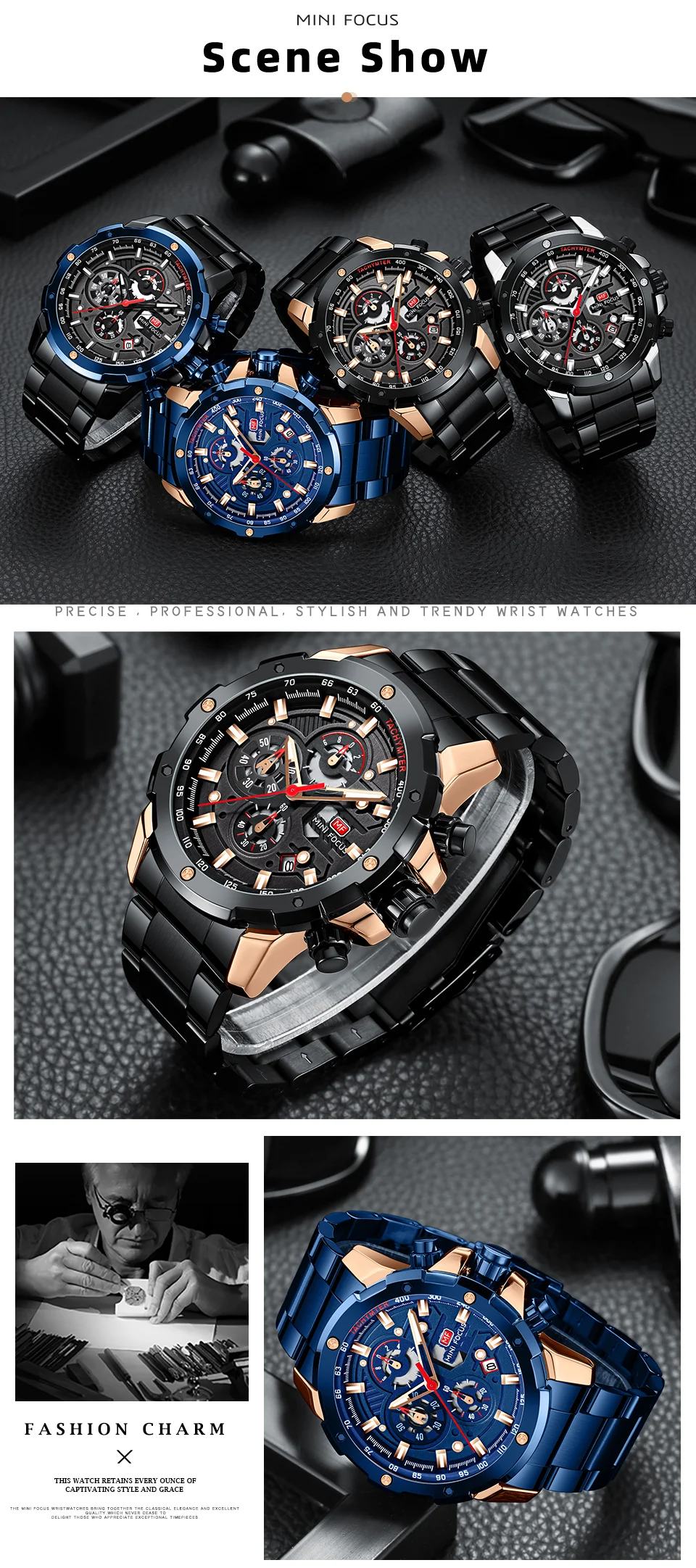 Luxury Sport Chronograph Men's Quartz Watch with Stainless Steel Band – MINI FOCUS Global Supplier