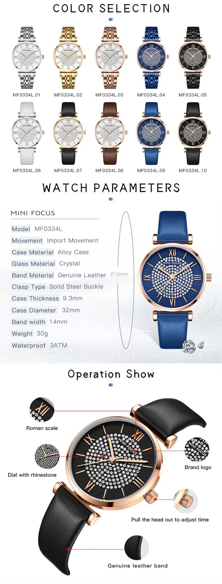 Wholesale Girls Quartz Watch with Starry Dial – Stainless Steel Luminous Watch by MINI FOCUS