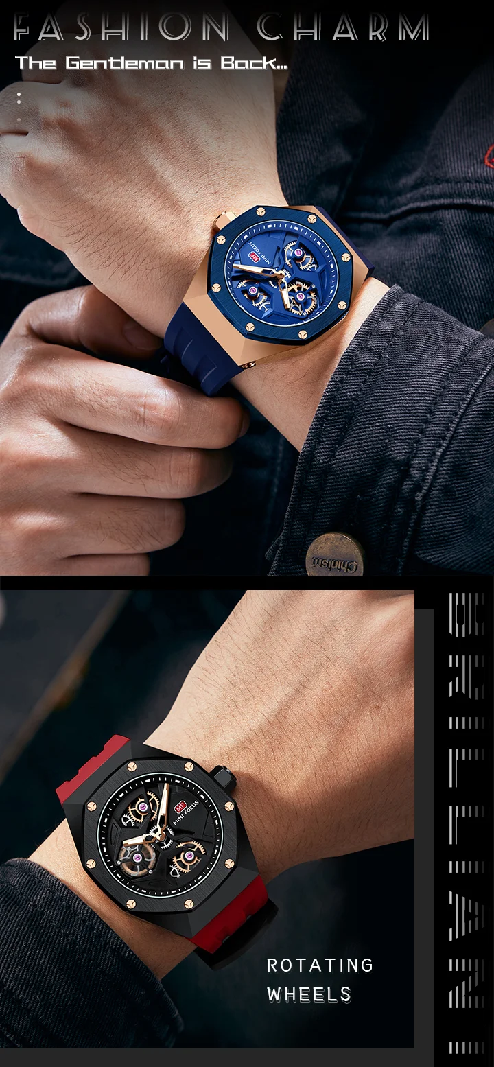 Mini Focus Sporty Quartz Watch for Men Waterproof Silicone Strap OEM Supplier