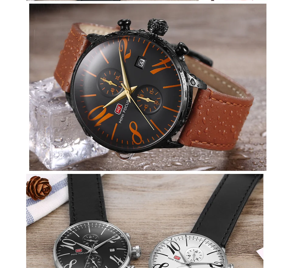 Reloj Hombre MINI FOCUS MF0135G | Cronógrafo de Cuarzo, Resistente al Agua, Correa de Cuero