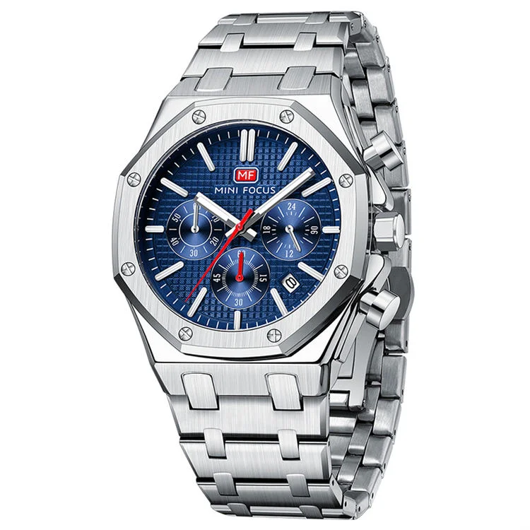 MINI FOCUS 0609 Elegance Men's Quartz Watch Stainless Steel, Luminous Chronometer for Business