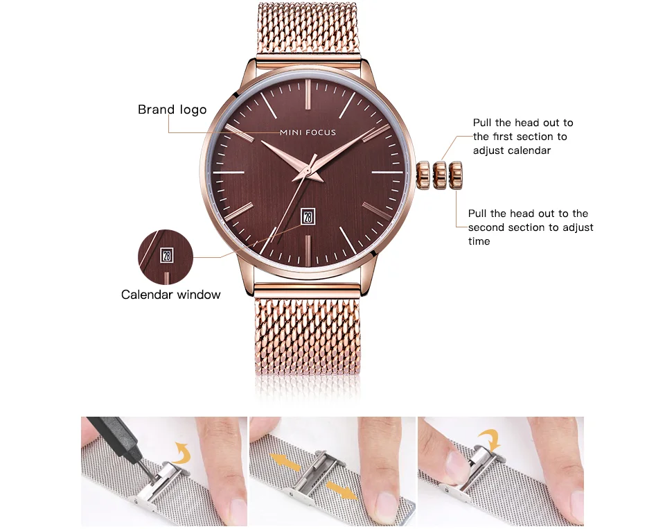 Mini Focus MF0115G Wholesale Men’s Luxury Quartz Watch Set | Ultra-Thin Waterproof Leather Strap | Factory Direct