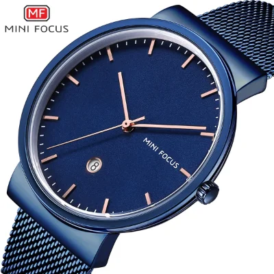 Waterproof Men’s Quartz Watch with Calendar – Stainless