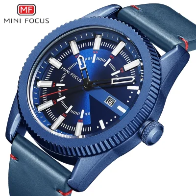Mini Focus Fashion Men’s Quartz Watch with Leather Strap –