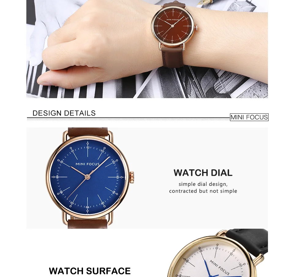 Mini Focus MF0056G Vintage Quartz Men’s Watch | Marine Dial & Brown Leather Strap | Factory Wholesale