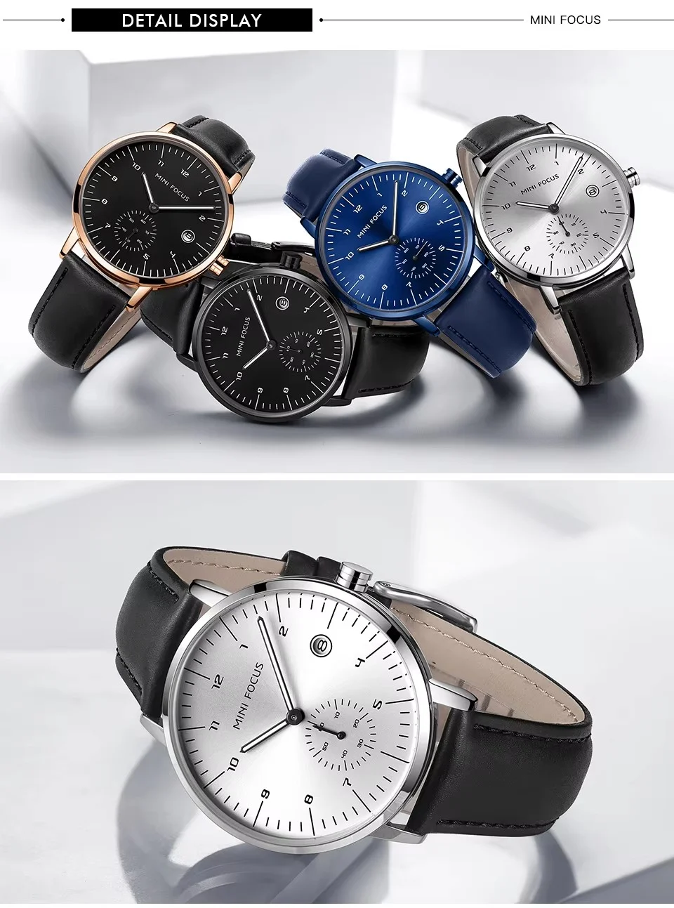 Fashionable Mini Focus Leather Strap Quartz Watch for Men - Waterproof  Wholesale Supplier
