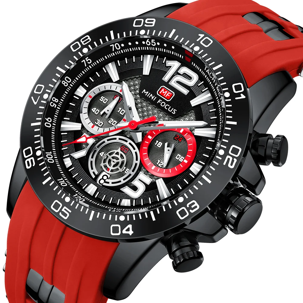 Waterproof Mens Chronograph Watch Sports Style Mini Focus