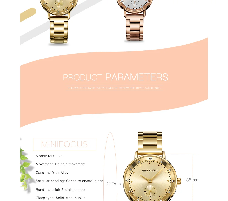 Mini Focus MF0037L Women's Quartz Watch | Diamond Dial Stainless Steel Bracelet | Japan Movement Wholesale