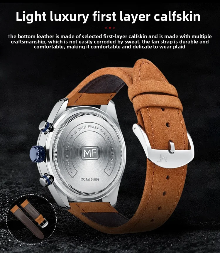 Luxury Casual Men’s Quartz Watch with Genuine Leather Strap – Mini Focus Factory Wholesale Supplier