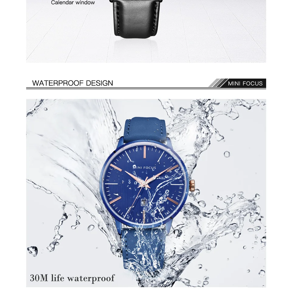 Mini Focus MF0115G Casual Men’s Watch | Fashion Sport Quartz | Auto Date Leather Strap | Factory Wholesale