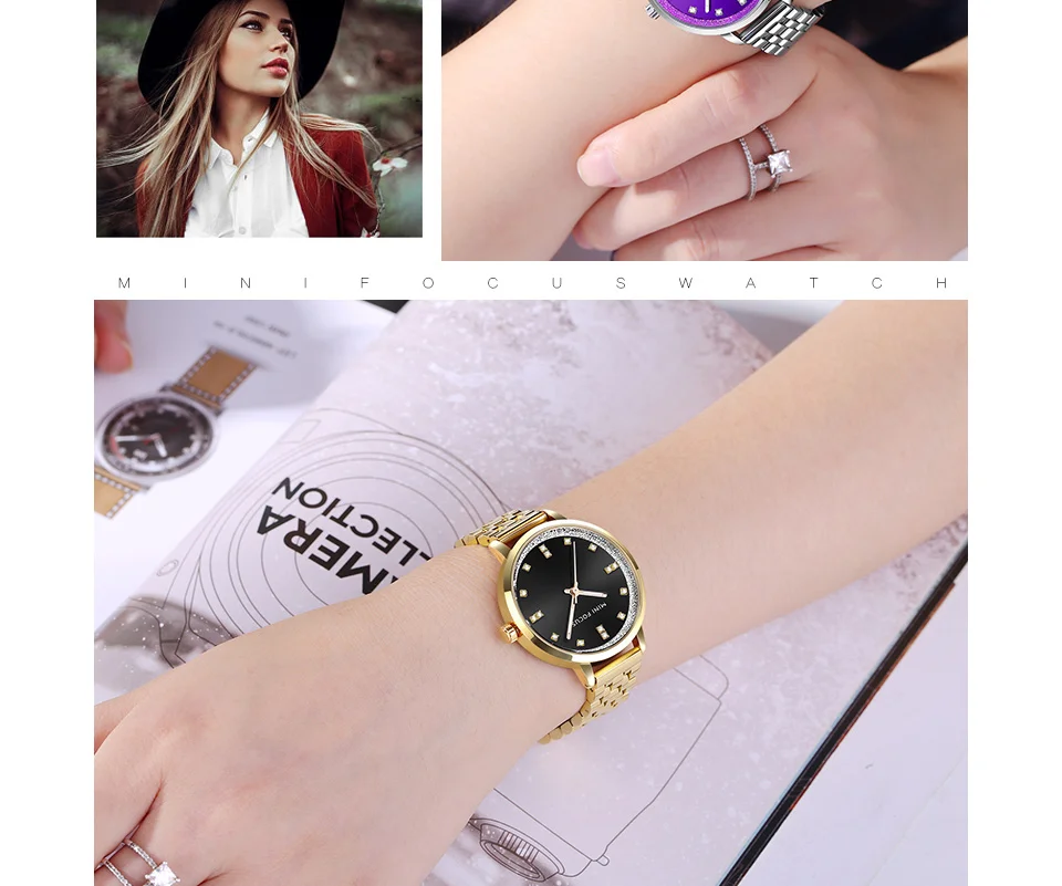 Mini Focus MF0047L Women's Quartz Watch | Golden Stainless Steel Strap | Elegant Ladies Factory Direct Watches