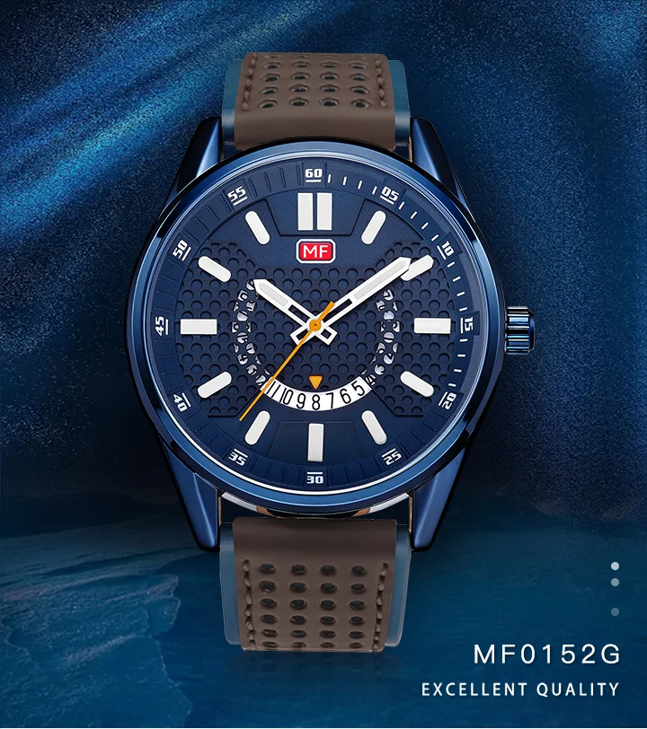 Mini Focus MF0152G Men’s Sport Quartz Watch | Waterproof Calendar Leather Strap Luminous Hands
