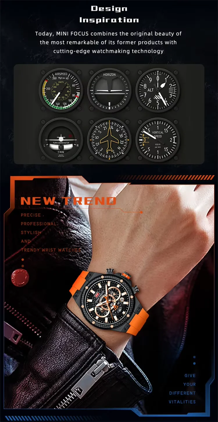 Top Sale Men’s Multifunction Chronograph Quartz Watch with Waterproof Silicone Strap