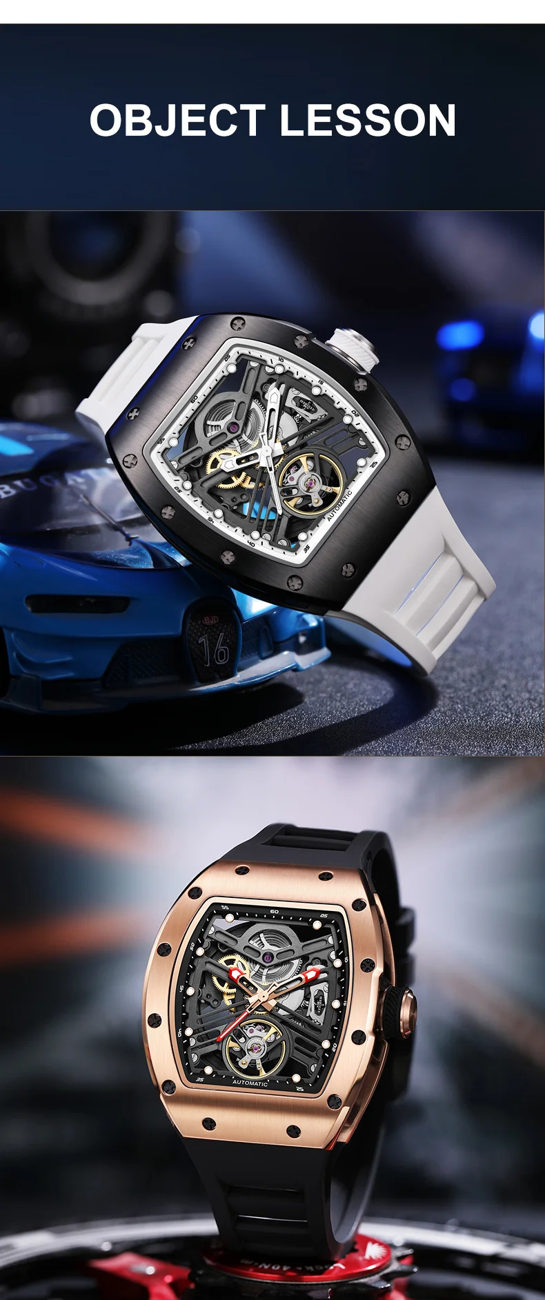 CHANCE 919013 Automatic Men’s Watch – Luminous Skeleton Dial, Stainless Steel Case