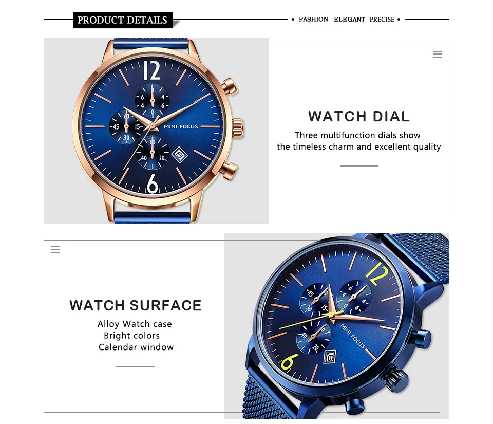 MINI FOCUS MF0185G Men’s Luxury Quartz Watch | Waterproof Factory Price Stainless Steel Strap
