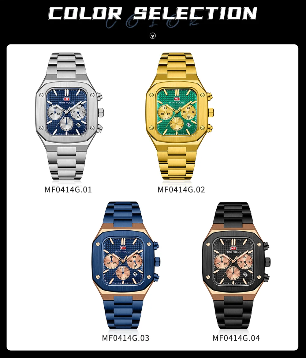 MINI FOCUS MF0414G Quartz Watch 41mm Steel
