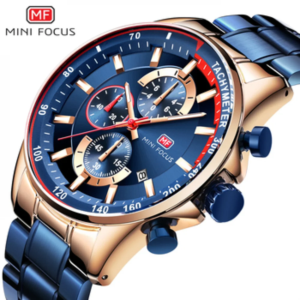 Mini Focus Men’s Luxury Stainless Steel Quartz Watch Silver