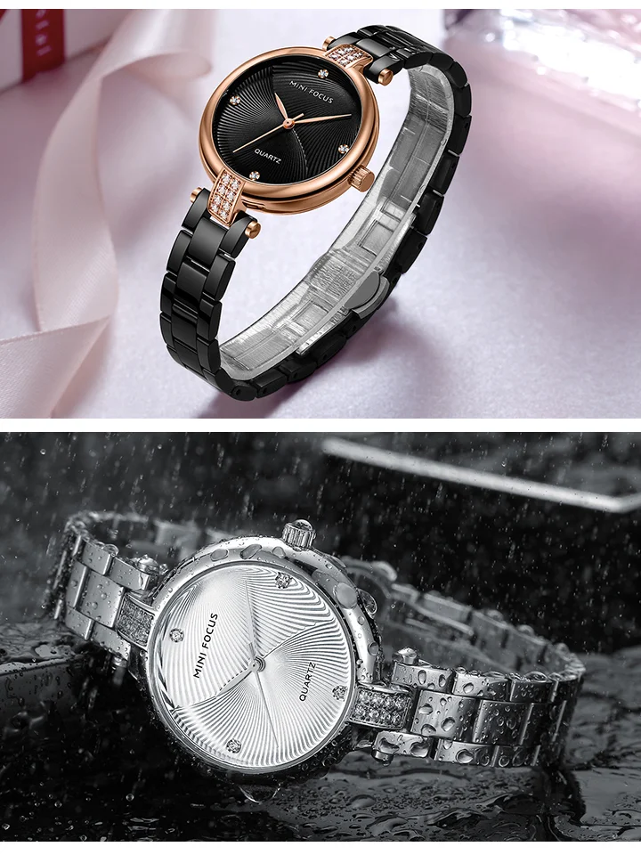 MINI FOCUS Trend Design Woman High Quality Luxury Waterproof Clock Quartz Watches with 5 ATM Male Stainless Steel Strap