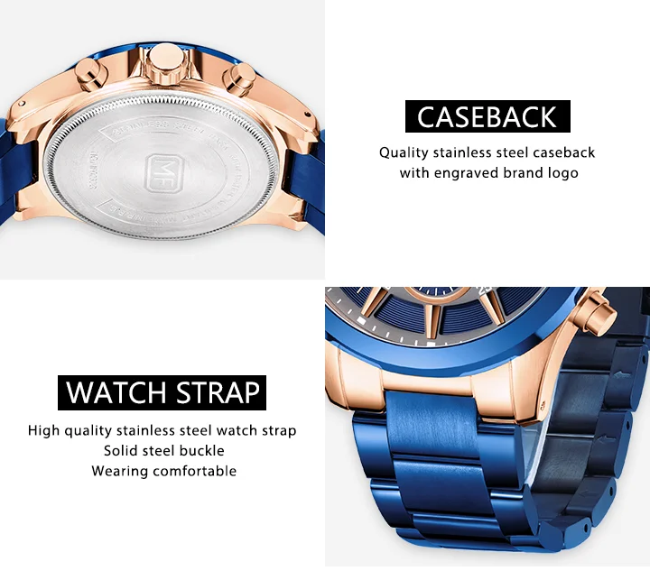 Mini Focus MF0237G Men’s Stainless Steel Chronograph Watch | Waterproof Quartz Business Style
