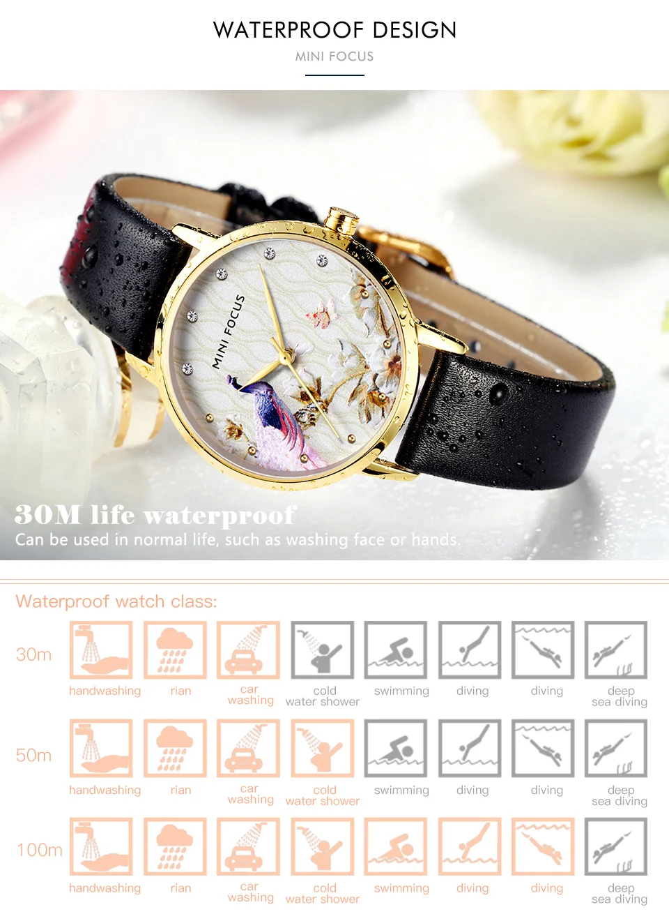 Elegant Leather Quartz Watch for Women – Premium Business Style by MINI FOCUS