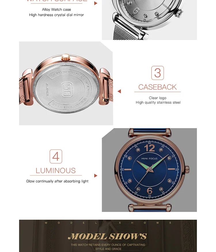 Mini Focus MF0177L Wholesale Luxury Women Watch | Royal Golden Mesh Strap OEM Factory