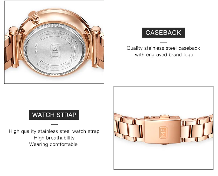 Luxury Rose Gold Women’s Business Watch – Waterproof Stainless Steel by MINI FOCUS