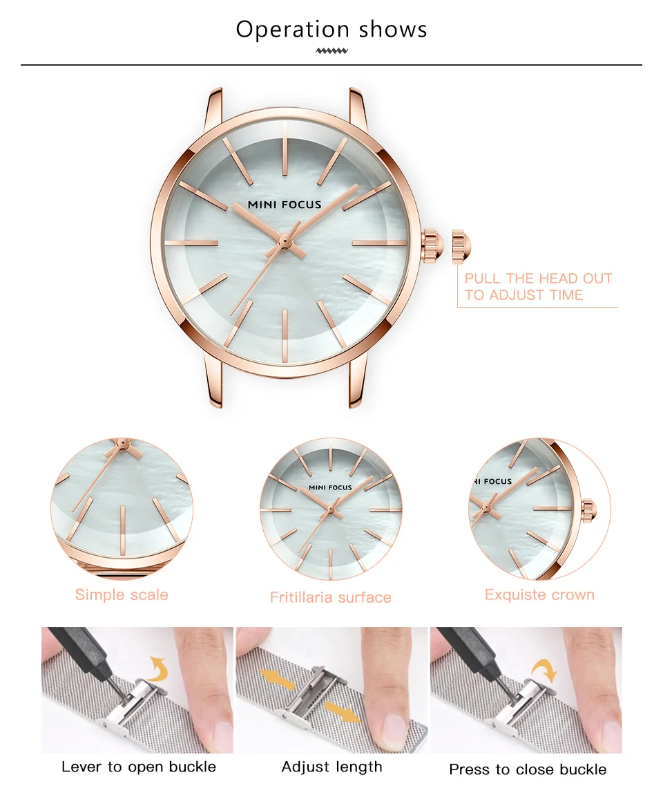 Mini Focus MF0257L Women's Quartz Watch | Steel Mesh Belt Simple Waterproof Analog Dress Wristwatch