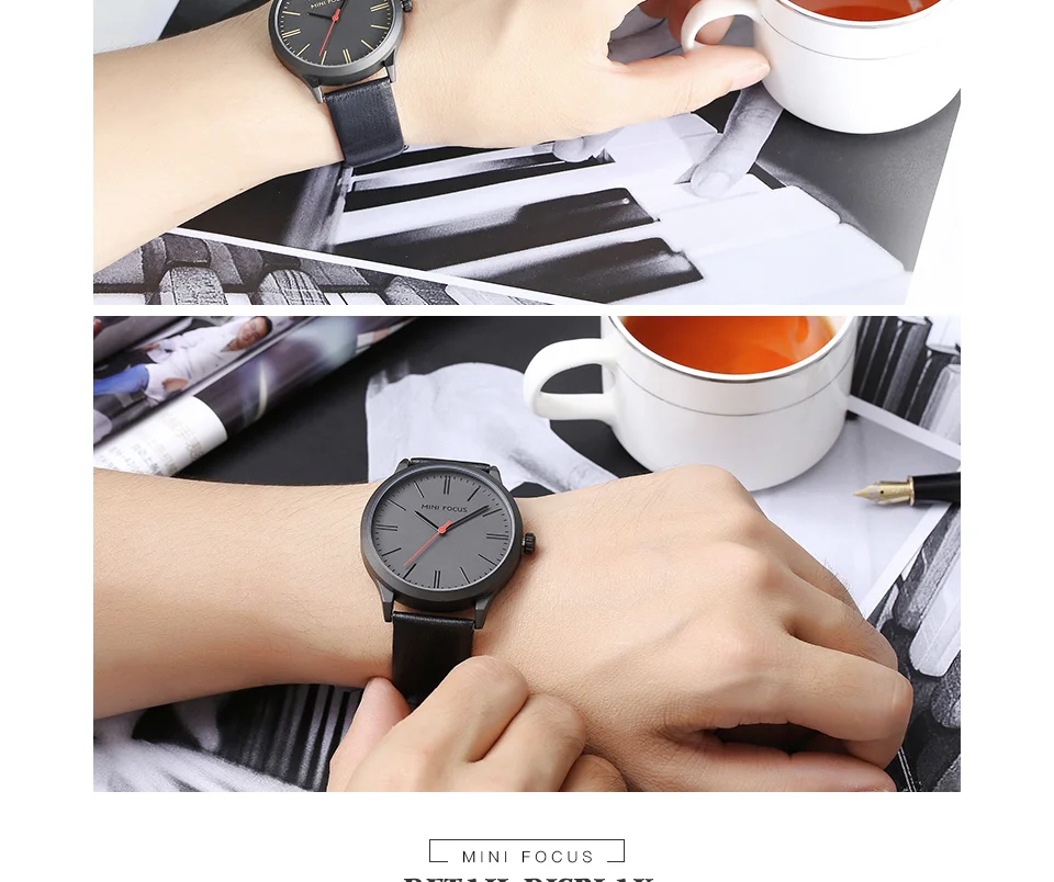Mini Focus MF0058G Men’s Luxury Quartz Watch | Blue Leather Strap Casual Design | Factory Wholesale