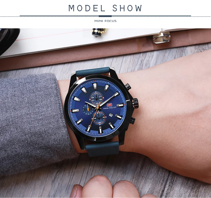 Mini Focus MF0082G Men's Watch | Fashionable Waterproof Leather Strap, Luminous Calendar, Quartz Movement