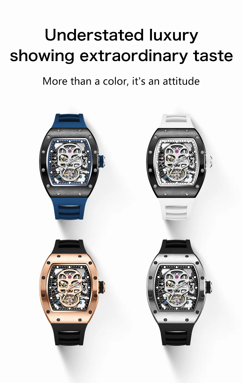 CHANCE 90907 Men’s Carbon Fiber Automatic Watch – Luxury Hollow Dial, Waterproof Mechanical Timepiece