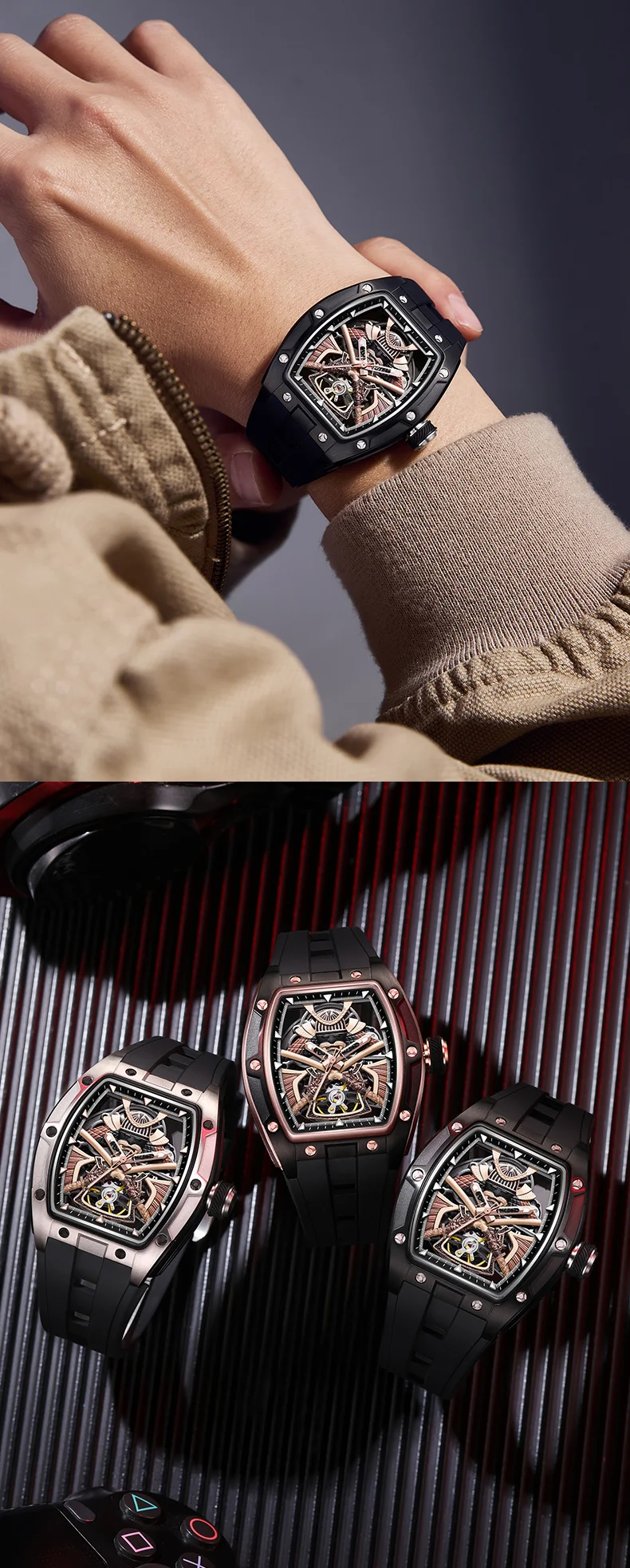 CHANCE 91985 Samurai Tourbillon Watch – Hollow Dial Luxury Mechanical Automatic Men’s Watch