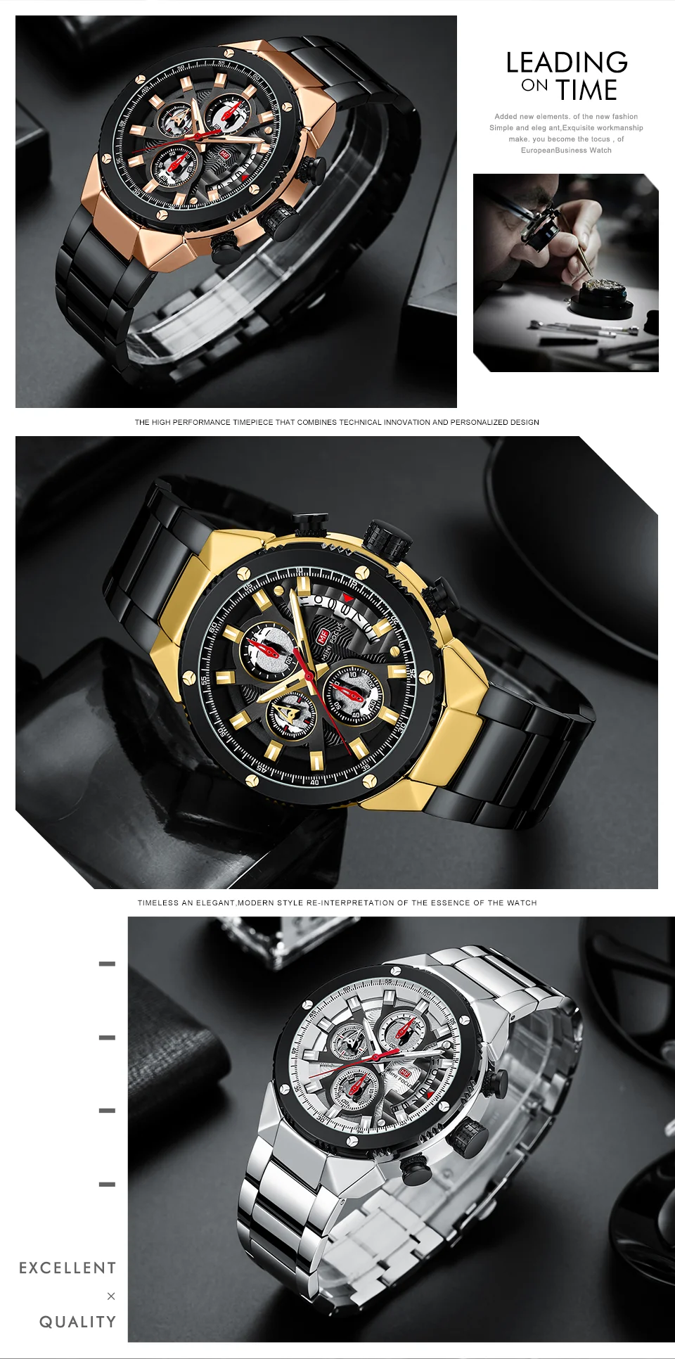 Mini FocusMen&rsquo;s Wrist Complete Calendar Chronograph Watch | Luxury Waterproof Fashion Quartz Watch for Men