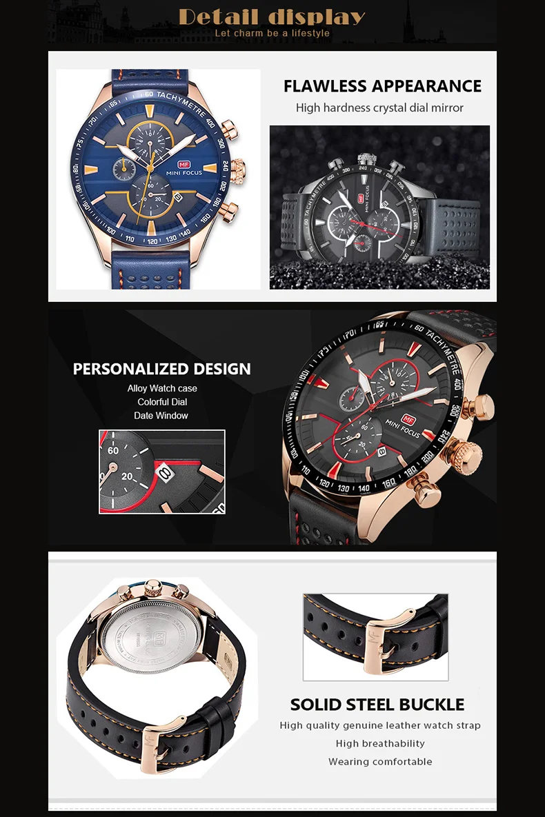 MF0002G Mini Focus Men’s Fashion Sport Watch | Quartz Calendar Waterproof Luminous