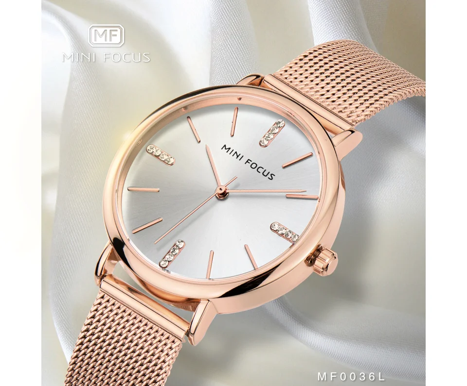 MINI FOCUS MF0036L Luxury Ladies Watch | Diamond Dial Gold Mesh Band | Factory Direct Wholesale