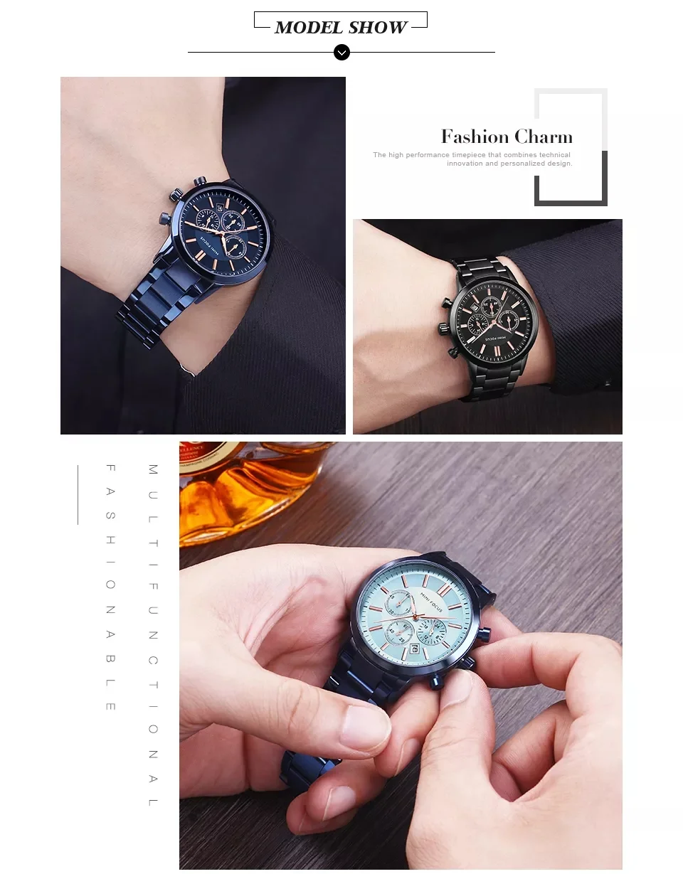 Mini Focus MF0188G Men’s Business Quartz Watch | Waterproof Steel Band Luxury Designer Timepiece