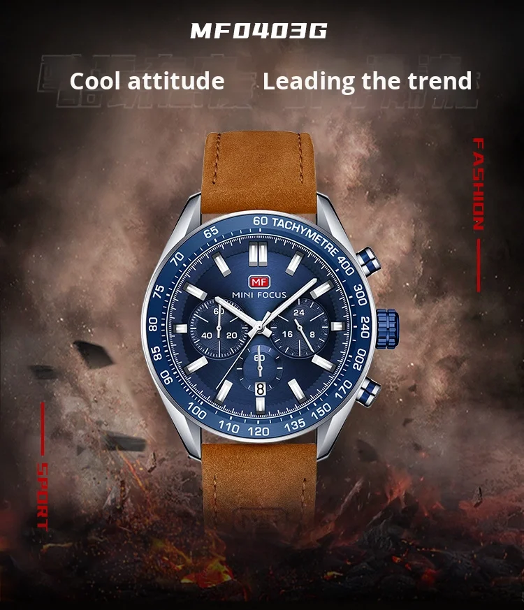 Luxury Casual Men’s Quartz Watch with Genuine Leather Strap – Mini Focus Factory Wholesale Supplier
