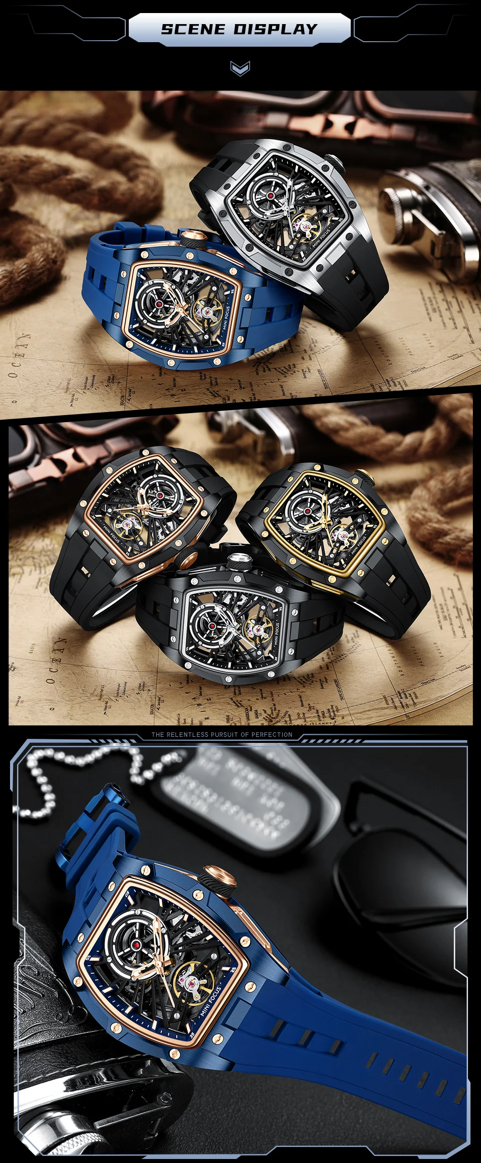 Luxury Automatic Mechanical Sports Watch for Men | Mini Focus MF0603G
