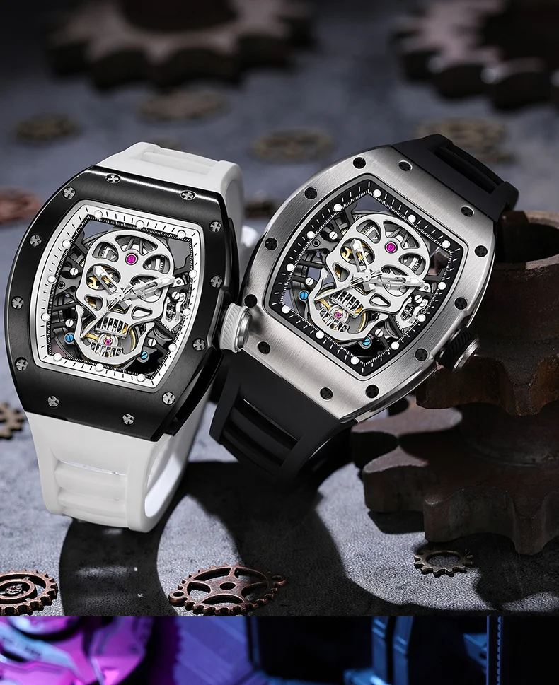 CHANCE 90907 Men’s Carbon Fiber Automatic Watch – Luxury Hollow Dial, Waterproof Mechanical Timepiece