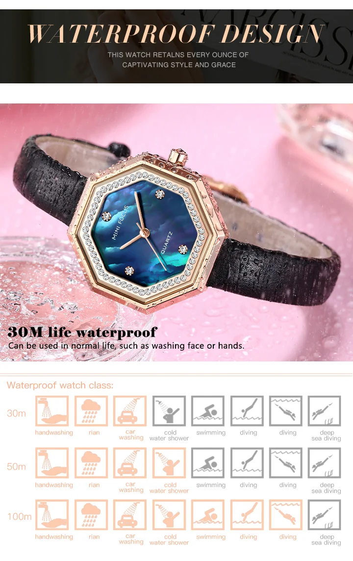MINI FOCUS Elegance Shenzhen Women Timepiece – Stainless Steel Strap Waterproof Small Leisure Watch