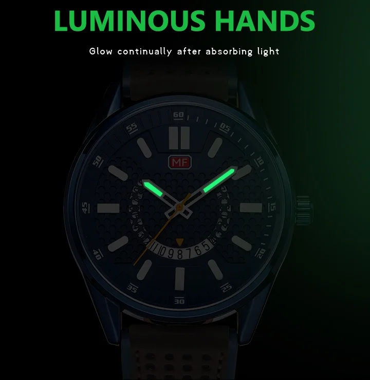 Mini Focus MF0152G Men’s Sport Quartz Watch | Waterproof Calendar Leather Strap Luminous Hands