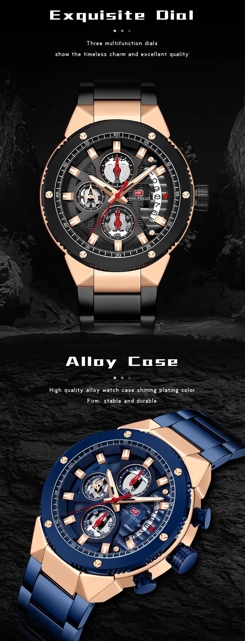 Mini FocusMen&rsquo;s Wrist Complete Calendar Chronograph Watch | Luxury Waterproof Fashion Quartz Watch for Men