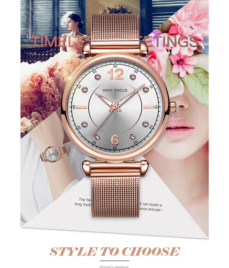 Mini Focus MF0177L Wholesale Luxury Women Watch | Royal Golden Mesh Strap OEM Factory