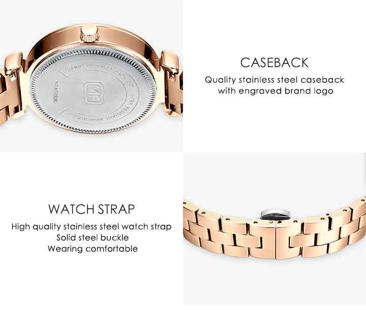 MINI FOCUS Luxury Diamond Women Watches Fashion Marble Dial Stainless Steel Strap Fashion Simple Watch for Girls