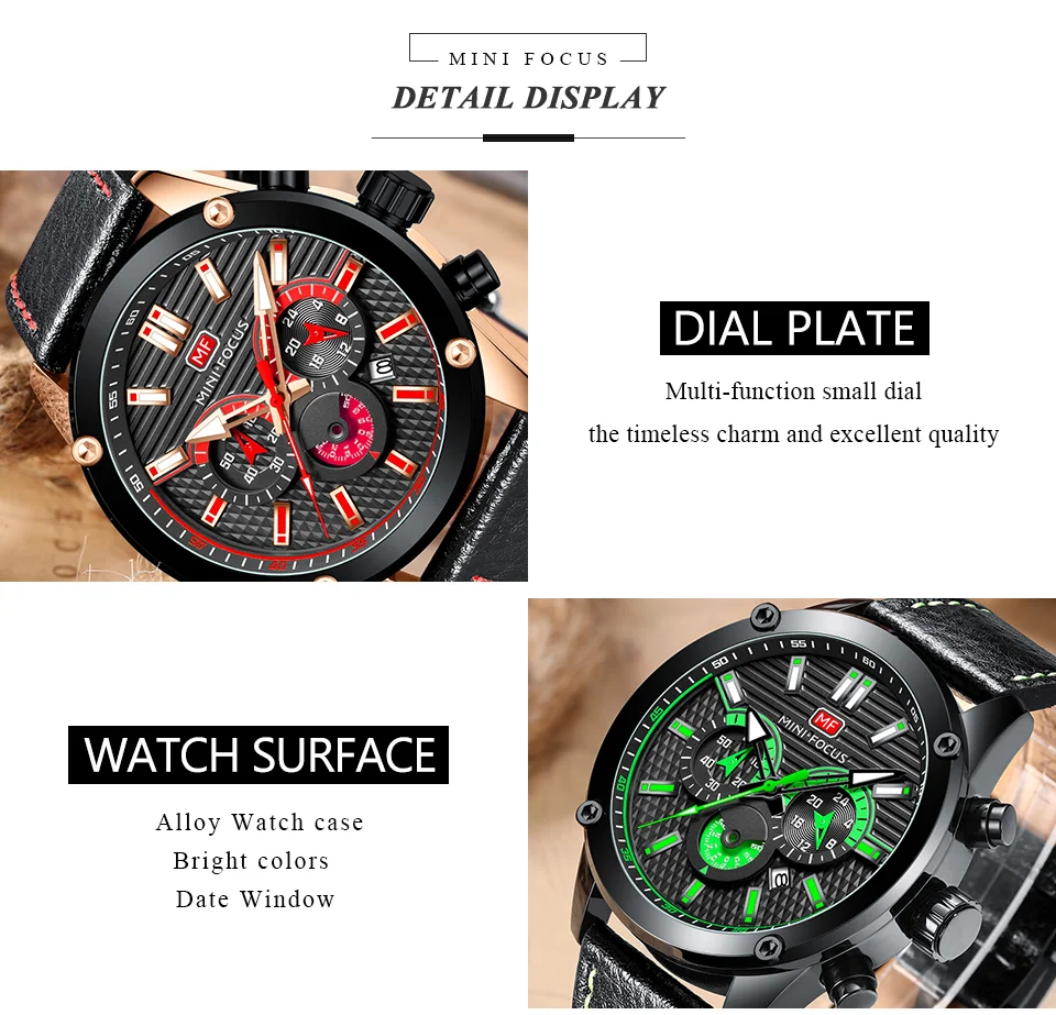 Mini Focus Men’s Quartz Sport Watch | Waterproof Leather Strap Wristwatch for Wholesale