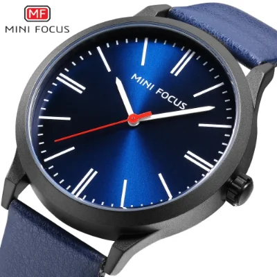 Mini Focus Men’s Luxury Quartz Watch Blue Leather Strap