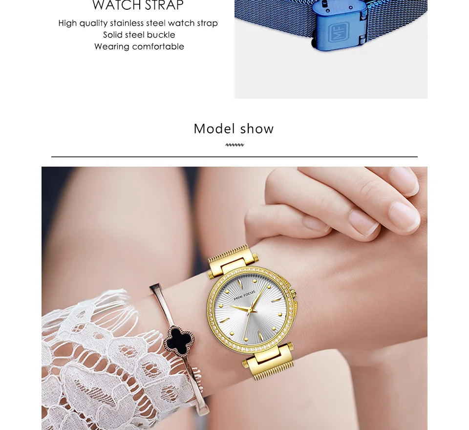 Mini Focus MF0194L Women’s Diamond Quartz Watch | Unique Mesh Band Design | Factory Wholesale