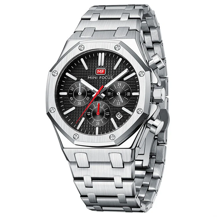 MINI FOCUS 0609 Elegance Men's Quartz Watch Stainless Steel, Luminous Chronometer for Business
